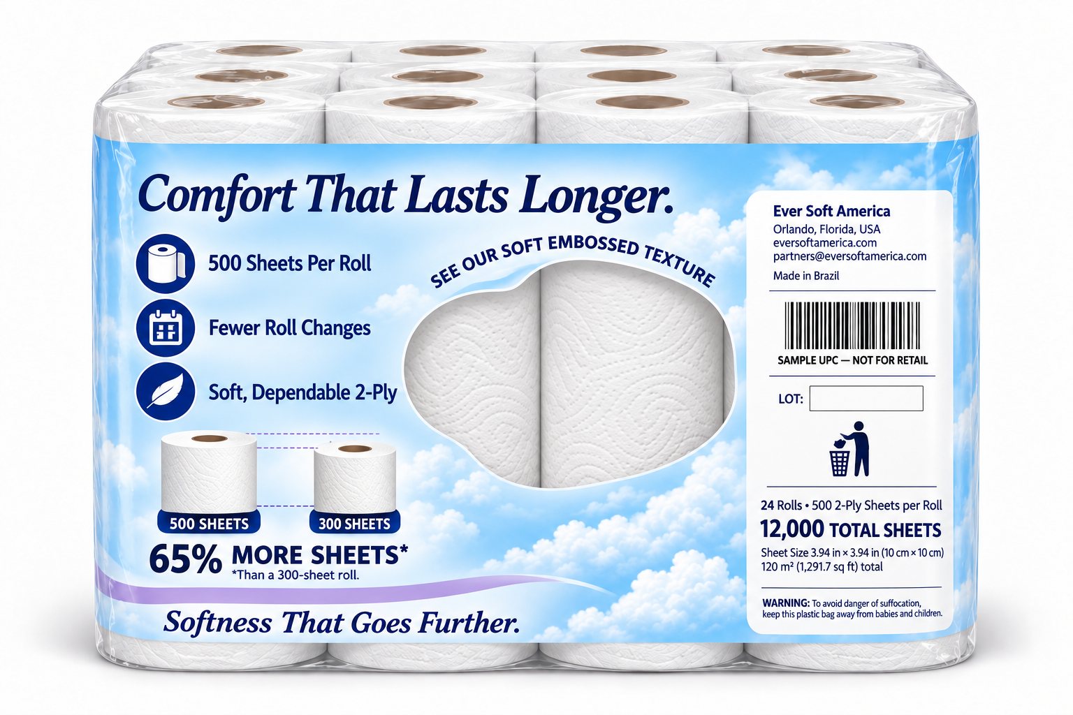Ever Soft 24-Roll Pack, back packaging